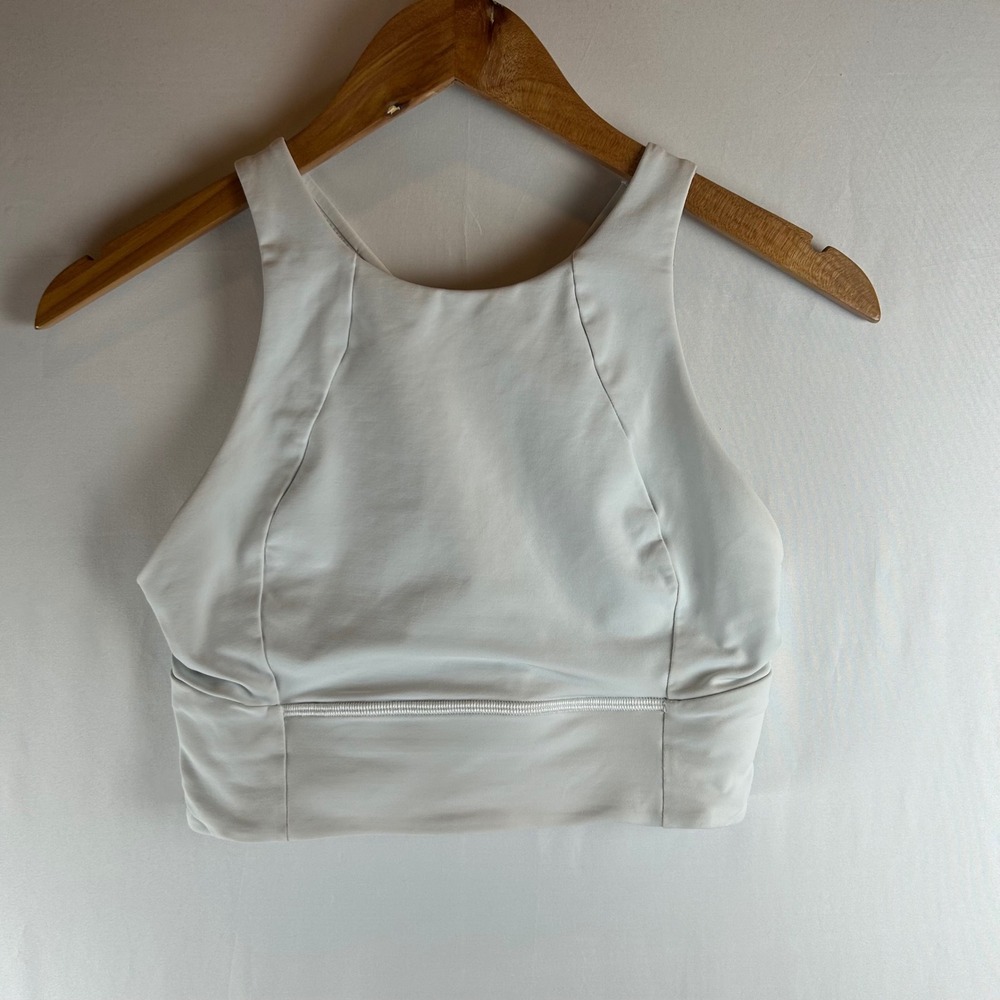 Lululemon Free To Be Serene High Neck Longline Bra White Strappy Back Size 8